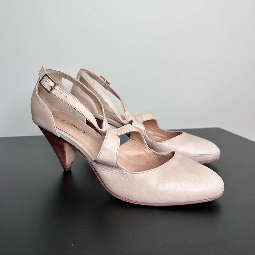 Rebecca Minkoff Nude Ballet Pumps 3" Heel Leather Size 7